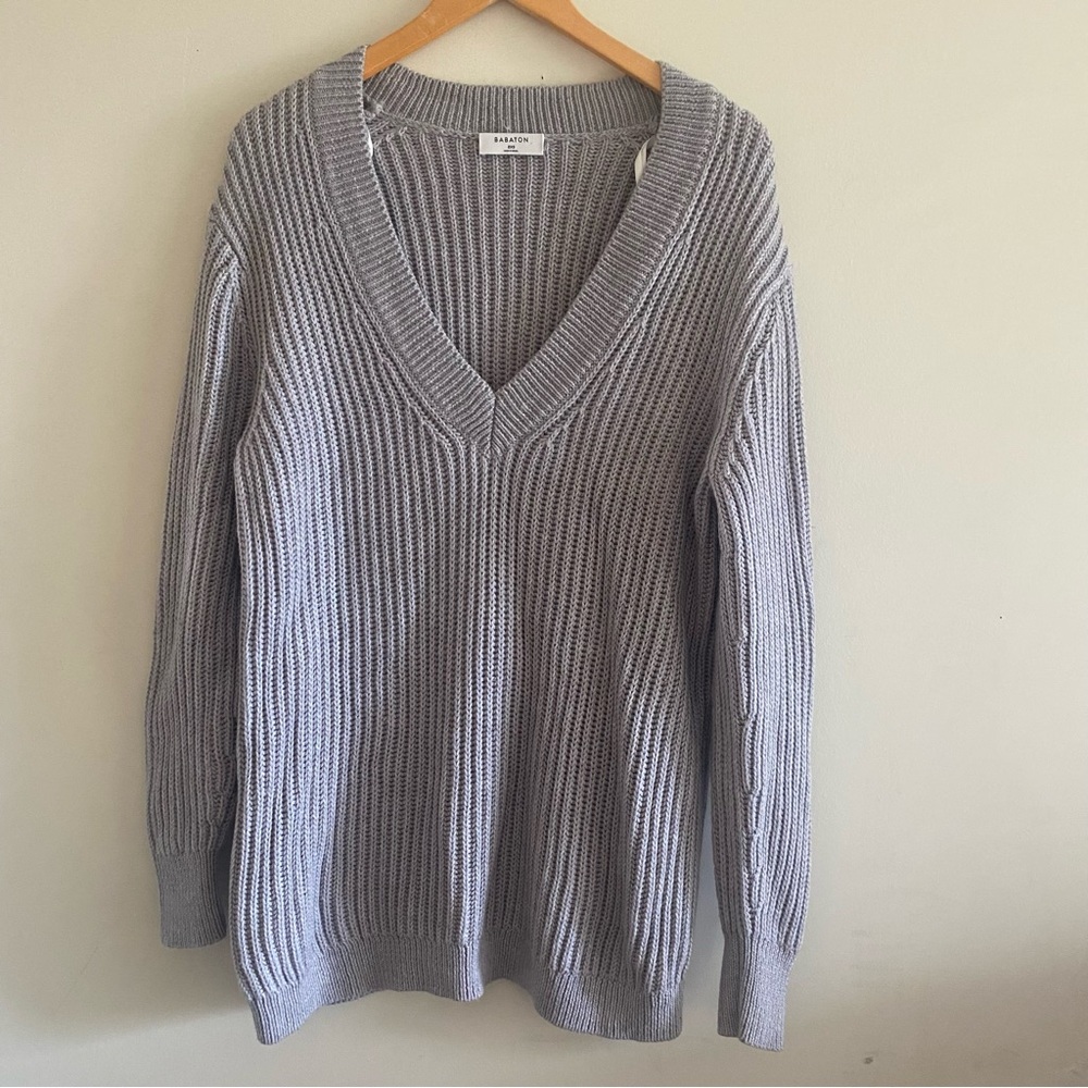Aritzia Babaton Roger Knit Merino Wool Sweater - Grey